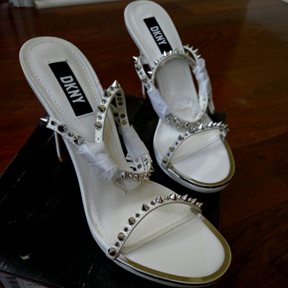 DKNY White Studded Women's Heels Sizw 8.5